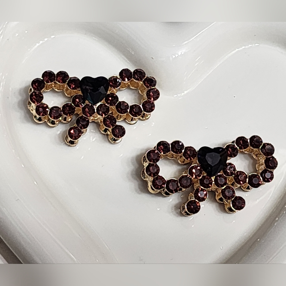 Bow Beads Fancy Beads Rhinestone Heart Brown Beaded Pens Jewelry Making  2 Pcs‎